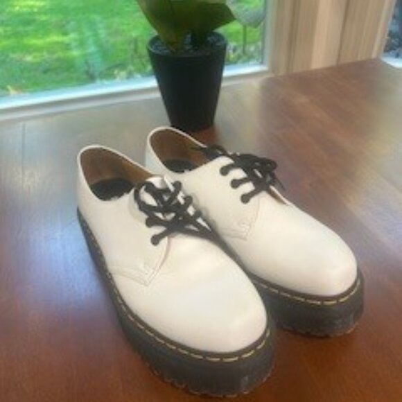 DOCTOR MARTENS DOCS POLISHED WHITE LEATHER 1461 QUAD LI PLATFORM 9 US M - Picture 2 of 6